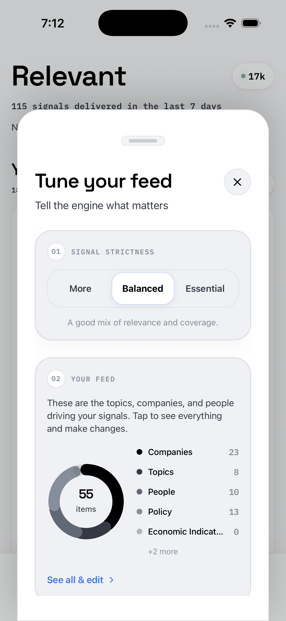 Tune your feed — adjust signal strictness and see what drives your signals